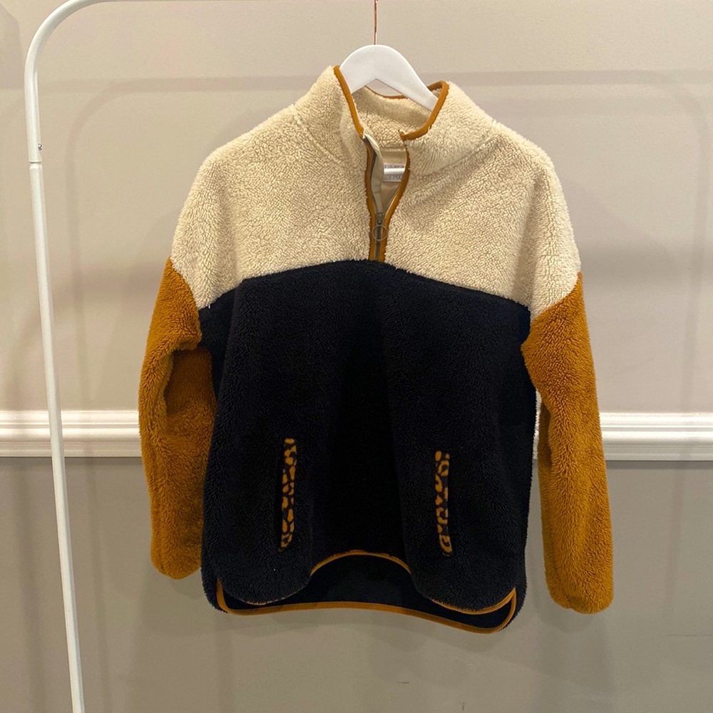 Time and Tru Cozy Quarter Zip Colorblock Sherpa Sweater Size Medium